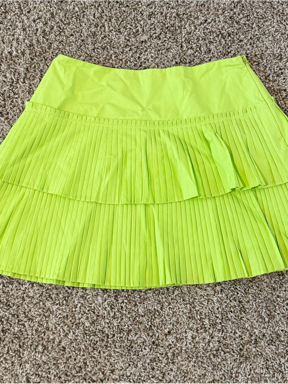 Neon Lime Pleated Mini Skirt